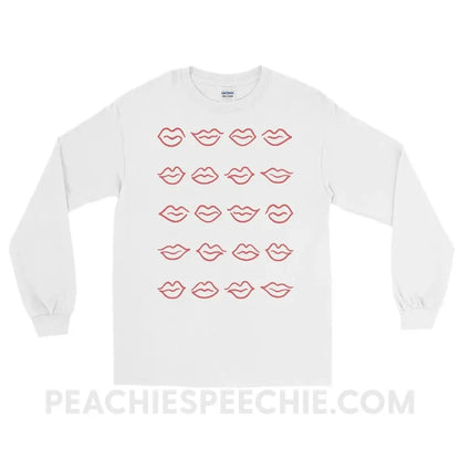 Lips Long Sleeve Tee - White / S - T-Shirts & Tops peachiespeechie.com