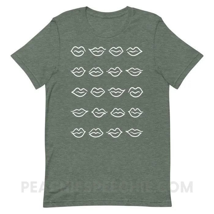 Lips Premium Soft Tee - Heather Forest / S - T-Shirts & Tops peachiespeechie.com