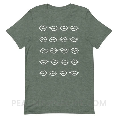 Lips Premium Soft Tee - Heather Forest / S - T-Shirts & Tops peachiespeechie.com
