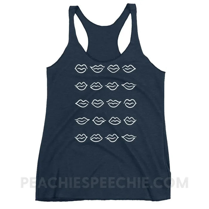 Lips Tri-Blend Racerback - Vintage Navy / XS - Tank Tops peachiespeechie.com