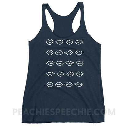 Lips Tri-Blend Racerback - Vintage Navy / XS - Tank Tops peachiespeechie.com