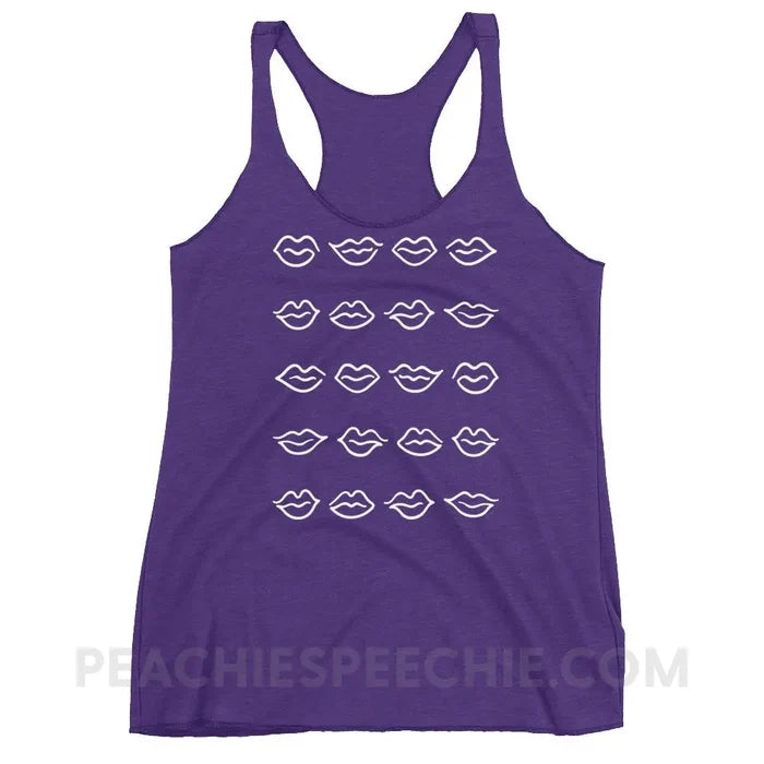 Lips Tri-Blend Racerback - Purple Rush / XS - Tank Tops peachiespeechie.com