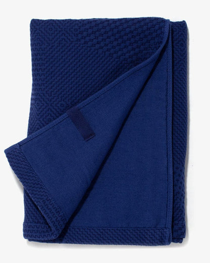 Maple & Moon Bath Towel, Blue with Blue Sashiko Stitching