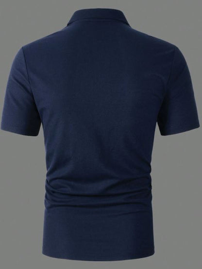 MEN'S SHORT SLEEVE HALF PLACKET POLO SHIRT WITH ZIPPER