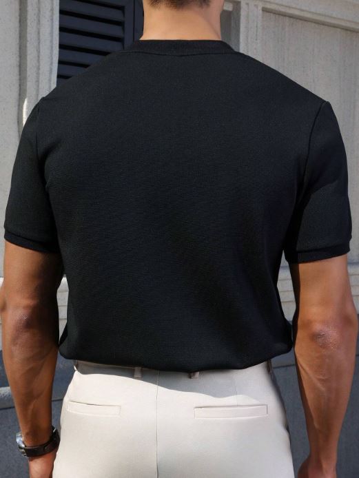 MEN'S SOLID COLOR ZIPPER FRONT POLO SHIRT