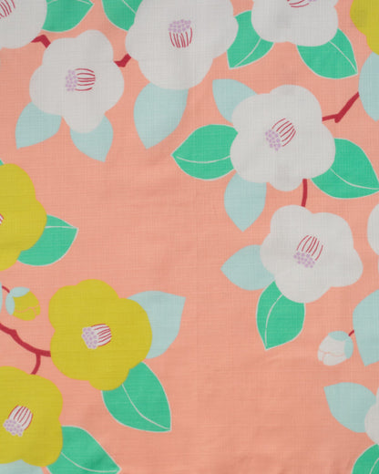 Modern Furoshiki, Hime Musubi, Adeline Klam, Camellia, Salmon Pink 27.5" x 27.5"