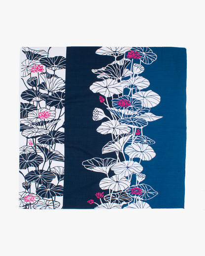 Modern Furoshiki, Nassen, Navy and Magenta Hasunohana