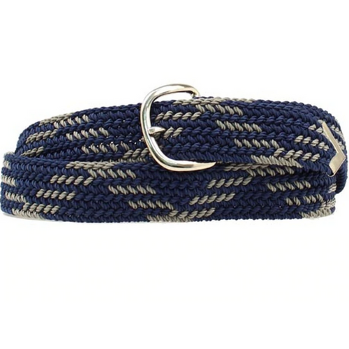 Navy and Grey Nylon Braided Belt