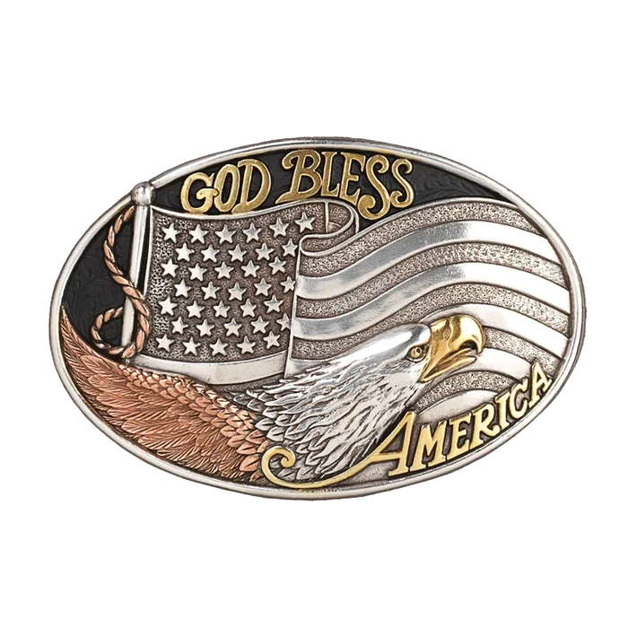 Nocona God Bless America Eagle Oval Belt Buckle