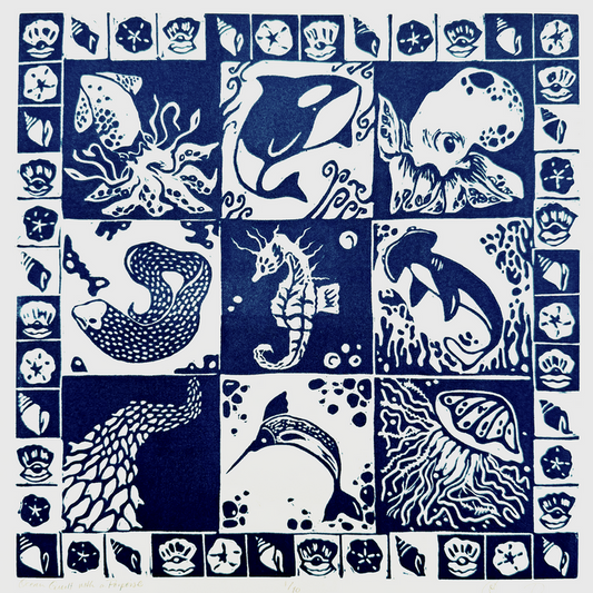 "Ocean Quilt" Sticker by Olive Roberts