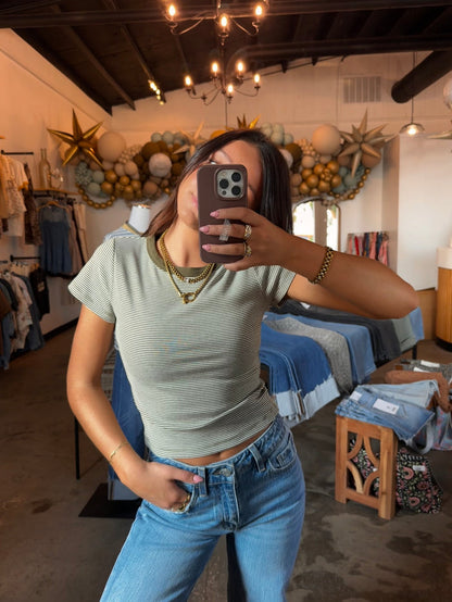 Olive Striped Baby Tee