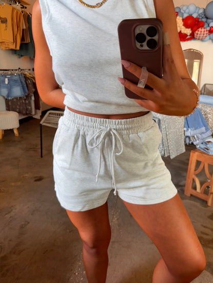 On The Go Sweat Short Set - Ash Grey