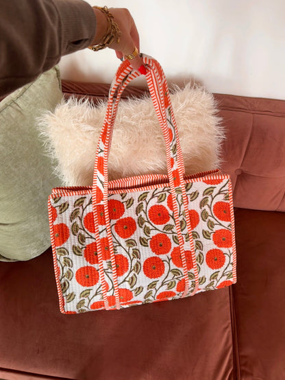Orange Flower Tote