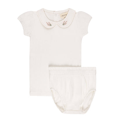 Organic Cotton Embroidered Collar Collection - Two Piece Set