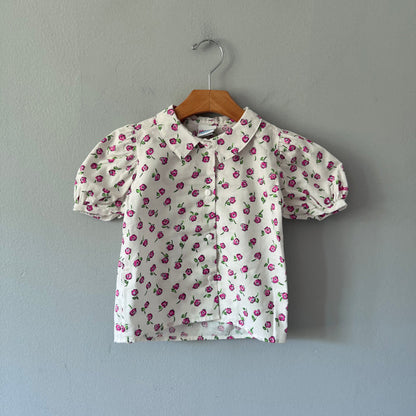 Oshkosh / White x pink flower blouse / 4Y