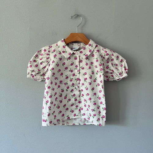 Oshkosh / White x pink flower blouse / 4Y
