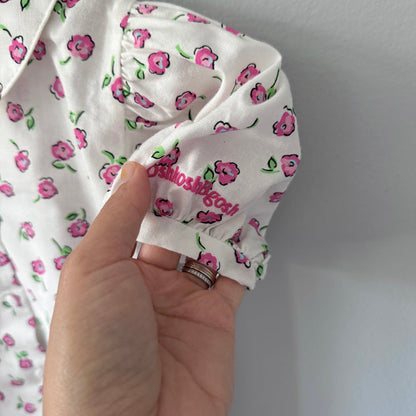 Oshkosh / White x pink flower blouse / 4Y