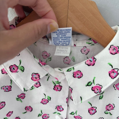 Oshkosh / White x pink flower blouse / 4Y