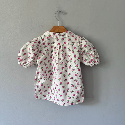 Oshkosh / White x pink flower blouse / 4Y