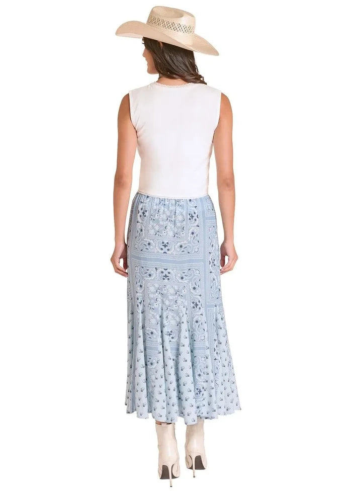 Panhandle Slim Women's Bandana Print Maxi Skirt in Cerulean