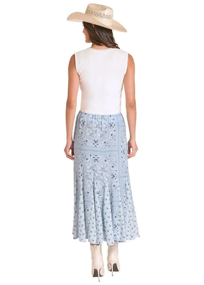 Panhandle Slim Women's Bandana Print Maxi Skirt in Cerulean