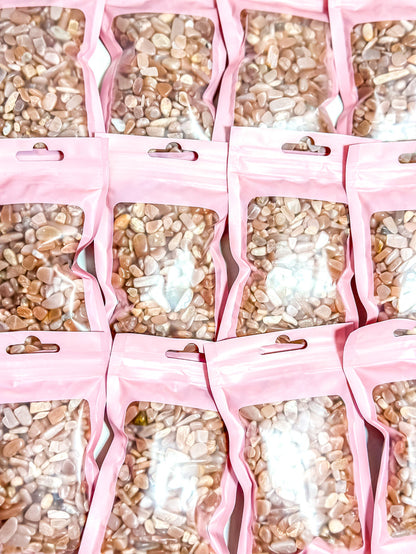 Peach Moonstone Crystal Chip Bag