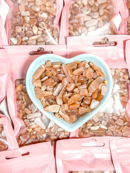 Peach Moonstone Crystal Chip Bag