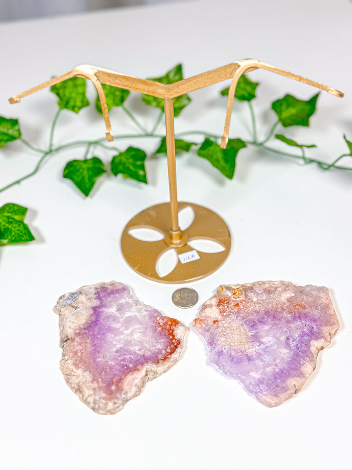 Pink Amethyst Butterfly Wings on Stand (110A)