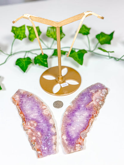 Pink Amethyst Butterfly Wings on Stand (130B)