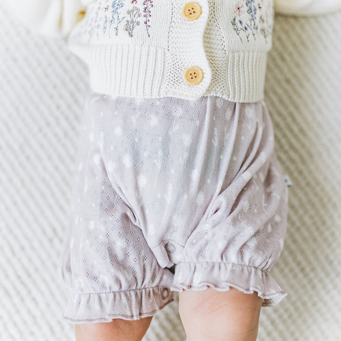Pointelle Frilled Playsuit - Sprig