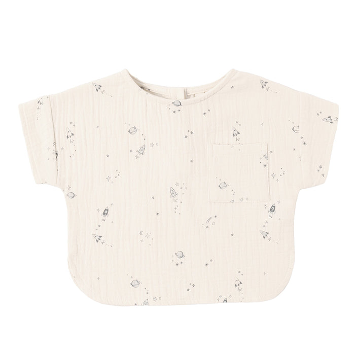 Quincy Mae - Organic Short Sleeve Tee - Space-Short Sleeves-3-6M-Posh Baby