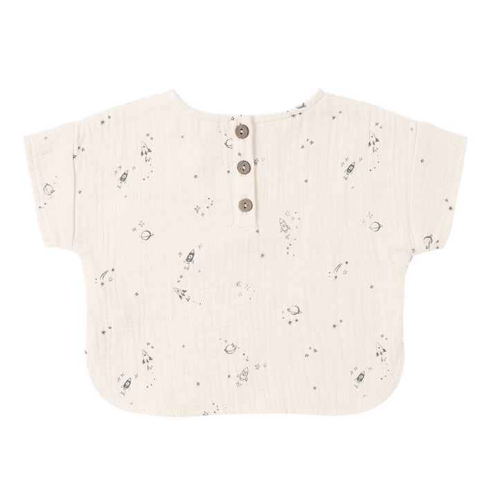 Quincy Mae - Organic Short Sleeve Tee - Space-Short Sleeves-3-6M-Posh Baby
