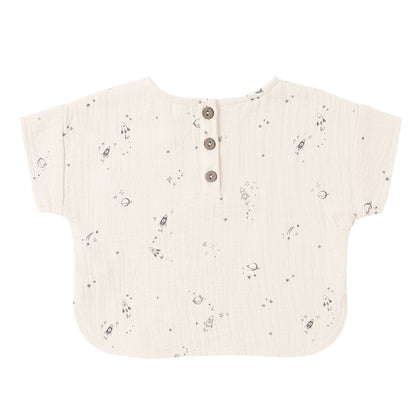 Quincy Mae - Organic Short Sleeve Tee - Space-Short Sleeves-3-6M-Posh Baby