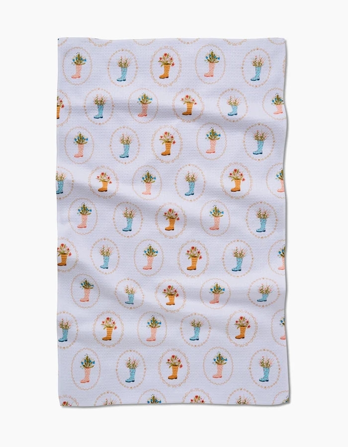 Rainboots in Bloom Kitchen Tea Towel