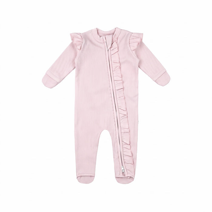 Ribbed Frilled Growsuit - Veil