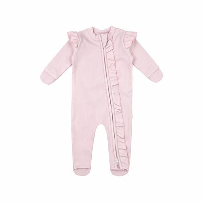 Ribbed Frilled Growsuit - Veil