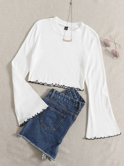 RIBBED WAVY HEM TSHIRT