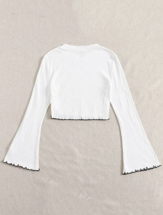 RIBBED WAVY HEM TSHIRT