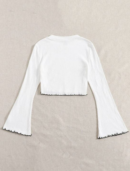 RIBBED WAVY HEM TSHIRT