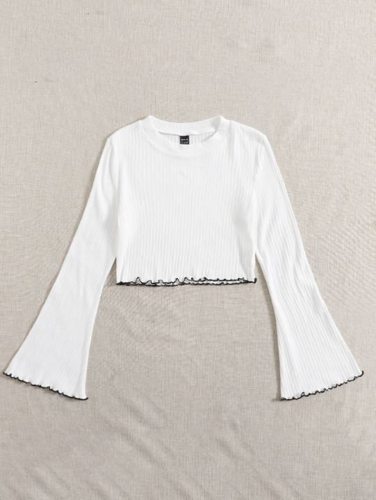 RIBBED WAVY HEM TSHIRT