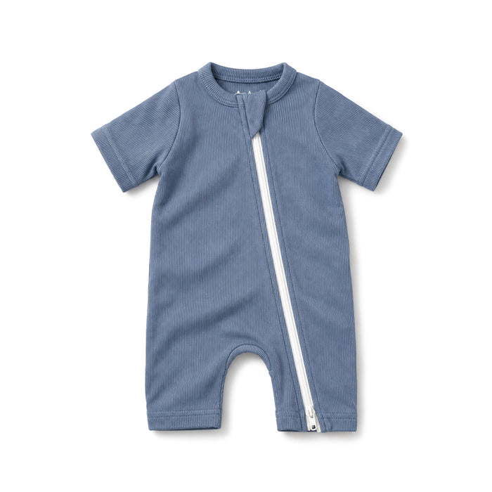 Ribbed Zipsuit - Cobalt Blue