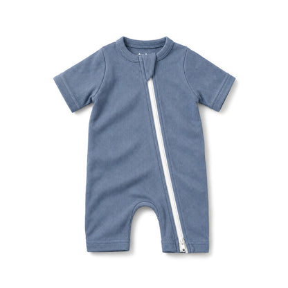 Ribbed Zipsuit - Cobalt Blue