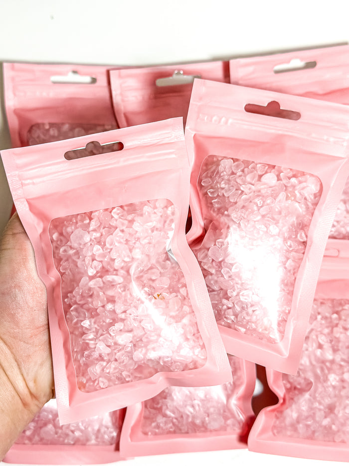 Rose Quartz Crystal Chip Bag