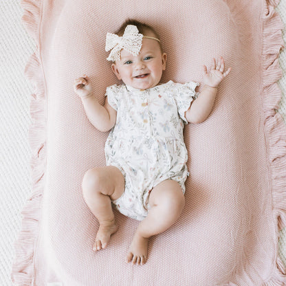 Ruffle Bubble Romper - Petal Bow