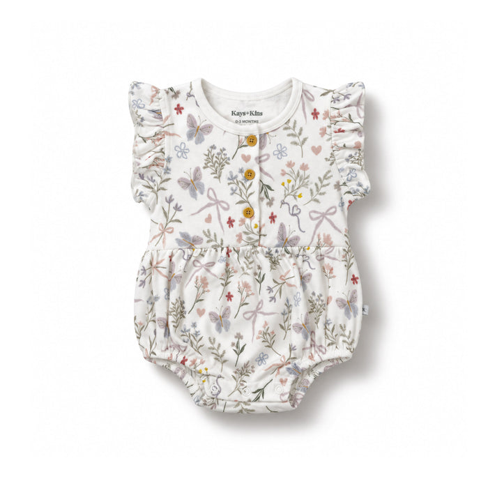 Ruffle Bubble Romper - Petal Bow