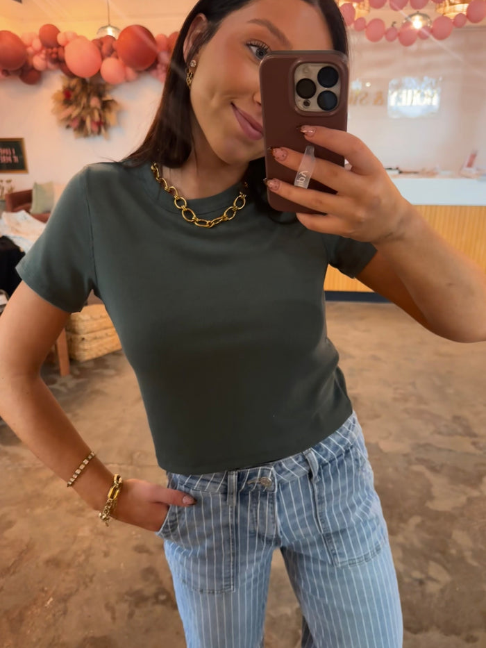 Sage Green Cropped Tee