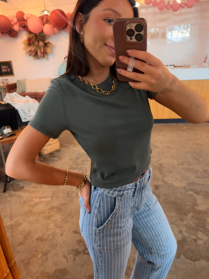 Sage Green Cropped Tee