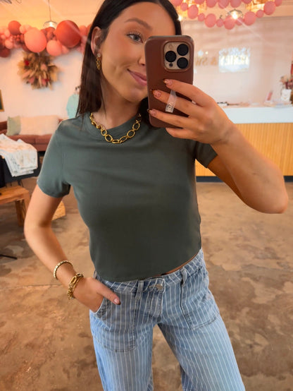Sage Green Cropped Tee
