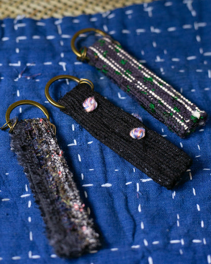 Sakiori Keychain, Nitta Textile Arts Inc., Hand Woven, Dark