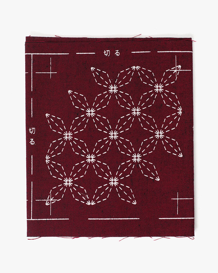 Sashiko Coaster Kit, Kofu Tsumugi, Red